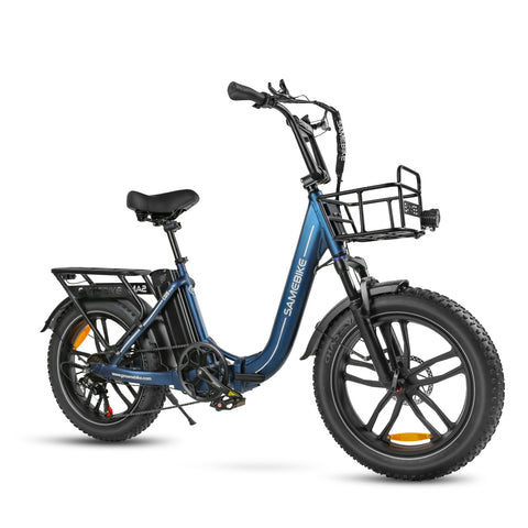 SAMEBIKE C05 Pro Electric Bike - 350W Motor 36V13Ah Battery 35KM Range Mechanical Disc Brakes - Deep Blue