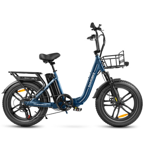 SAMEBIKE C05 Pro Electric Bike - 350W Motor 36V13Ah Battery 35KM Range Mechanical Disc Brakes - Deep Blue