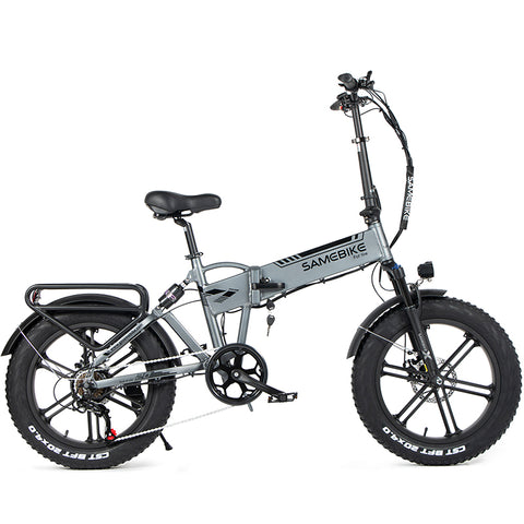 SAMEBIKE XWLX09 IT Electric Bike - 500W Motor 48V10AH Battery 40KM Range Mechanical Disc Brakes - Silver Grey