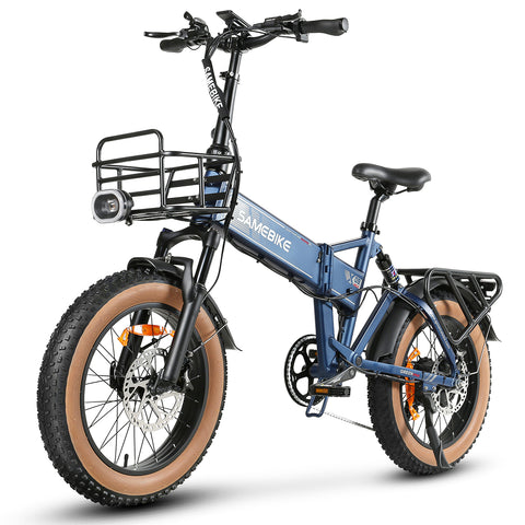 SAMEBIKE XWLX09-II Electric Bike - 1000W Motor 48V15AH Battery 65KM Range Hydraulic Disc Brakes - Blue