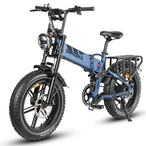 SAMEBIKE RS-A02 Electric Bike - 750W Motor 48V17AH Battery 55KM Range Hydraulic Disc Brakes - Blue