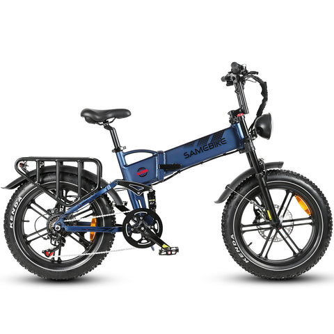 SAMEBIKE RS-A02 Electric Bike - 750W Motor 48V17AH Battery 55KM Range Hydraulic Disc Brakes - Blue