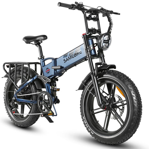 SAMEBIKE RS-A02 Electric Bike - 750W Motor 48V17AH Battery 55KM Range Hydraulic Disc Brakes - Blue