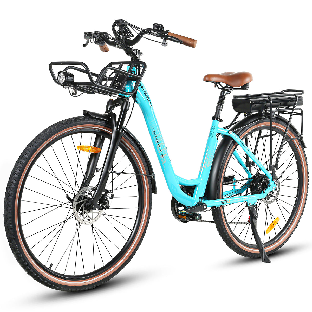 SAMEBIKE RS-A07 Electric Bike - 500W Motor 36V13Ah Battery 40KM Range Mechanical Disc Brakes - Lake Blue