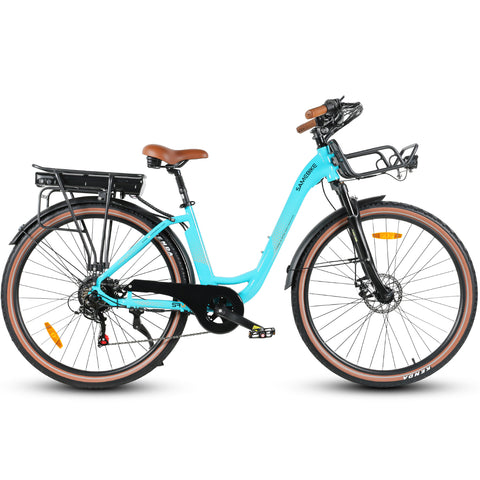 SAMEBIKE RS-A07 Electric Bike - 500W Motor 36V13Ah Battery 40KM Range Mechanical Disc Brakes - Lake Blue