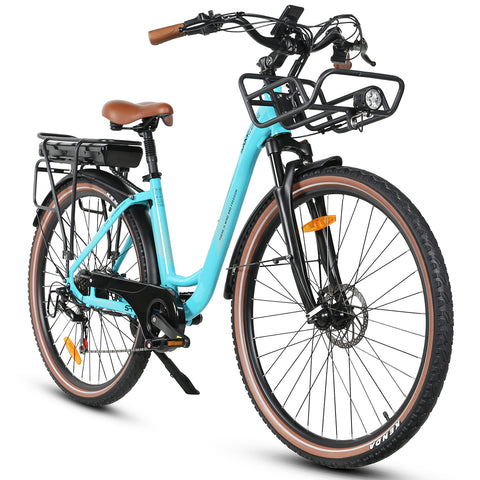 SAMEBIKE RS-A07 Electric Bike - 500W Motor 36V13Ah Battery 40KM Range Mechanical Disc Brakes - Lake Blue