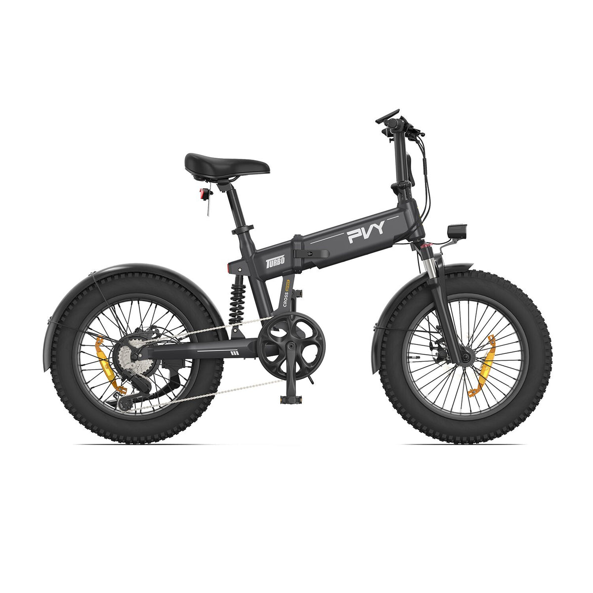 PVY Turbo Electric Bike - 250W Motor 48V13AH Battery 20" Tires Mechanical Disc Brakes - Grey