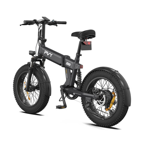 PVY Turbo Electric Bike - 250W Motor 48V13AH Battery 20" Tires Mechanical Disc Brakes - Grey