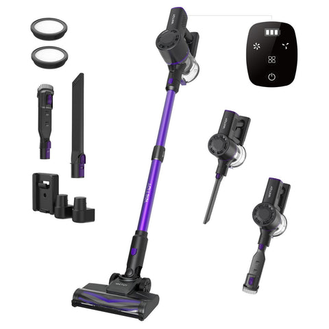 Vactidy V8 Pro Handheld Vacuum - 25000Pa Suction 35min Runtime 66dB Noise 2200mAh Battery - Black Purple