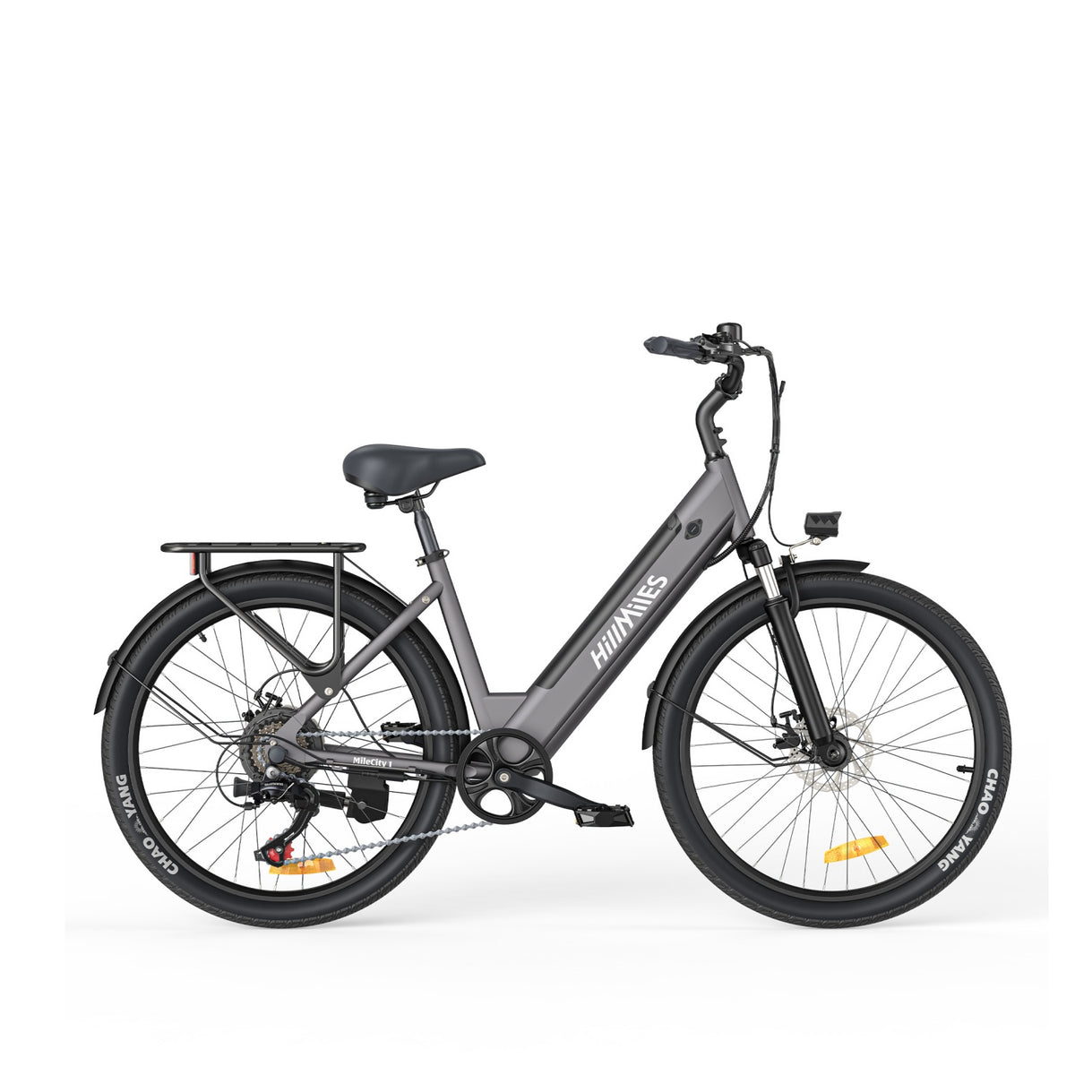 HillMilES MileCity 1 Electric Bike - 250W Motor 36V13Ah Battery 26 Inch Tires Mechanical Disc Brakes - Grey