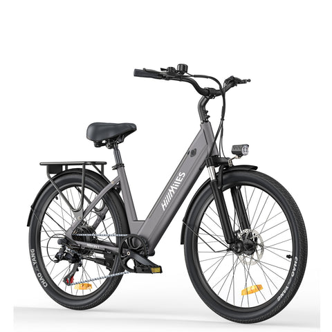 HillMilES MileCity 1 Electric Bike - 250W Motor 36V13Ah Battery 26 Inch Tires Mechanical Disc Brakes - Grey