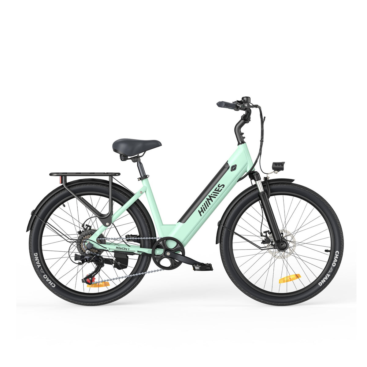 HillMilES MileCity 1 Electric Bike - 250W Motor 36V13Ah Battery 26 Inch Tires Mechanical Disc Brakes - Green