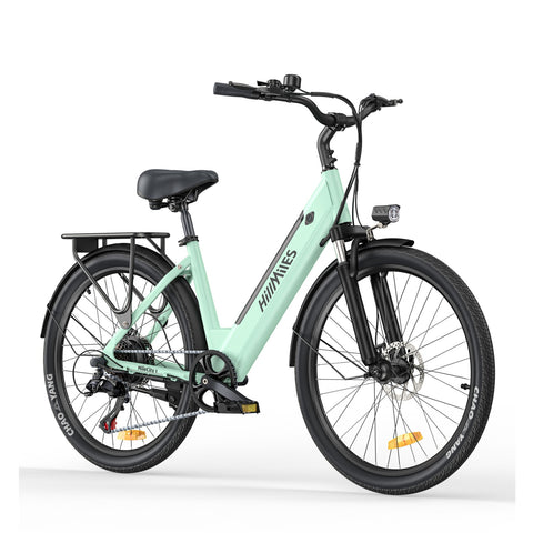 HillMilES MileCity 1 Electric Bike - 250W Motor 36V13Ah Battery 26 Inch Tires Mechanical Disc Brakes - Green