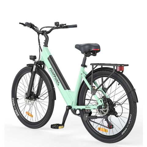 HillMilES MileCity 1 Electric Bike - 250W Motor 36V13Ah Battery 26 Inch Tires Mechanical Disc Brakes - Green