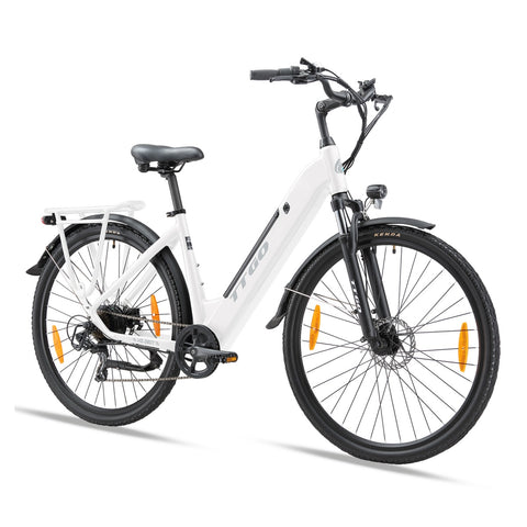 TTGO HZ-28ST Electric Bike - 250W Motor 36V20AH Battery 28 Inch Tires Mechanical Disc Brakes - White