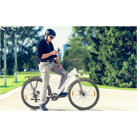 TTGO HZ-28ST Electric Bike - 250W Motor 36V20AH Battery 28 Inch Tires Mechanical Disc Brakes - White