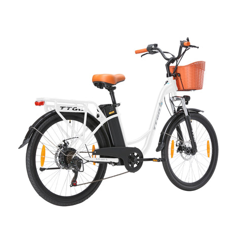 TTGO YY-26ST Electric Bike - 250W Motor 36V14.5AH Battery 26 Inch Tires Mechanical Disc Brakes - White