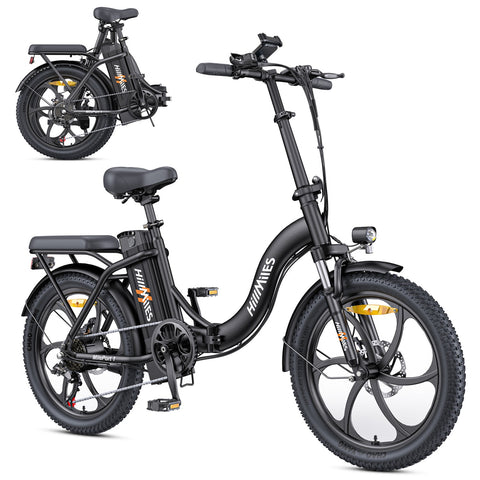 HillMiles MilePort 1 Electric Bike - 250W Motor 36V13Ah Battery 20 Inch Tires Mechanical Disc Brakes - Black