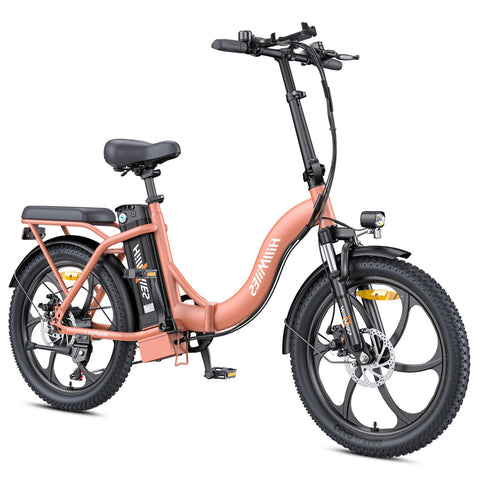 HillMiles MilePort 1 Electric Bike - 250W Motor 36V13Ah Battery 20 Inch Tires Mechanical Disc Brakes - Red