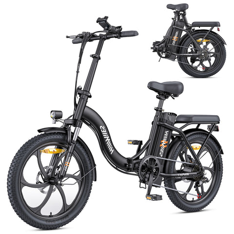 HillMiles MilePort 1 Electric Bike - 250W Motor 36V13Ah Battery 20 Inch Tires Mechanical Disc Brakes - Black