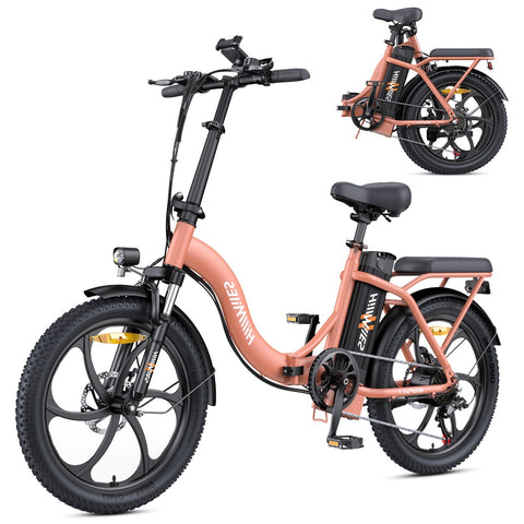 HillMiles MilePort 1 Electric Bike - 250W Motor 36V13Ah Battery 20 Inch Tires Mechanical Disc Brakes - Red