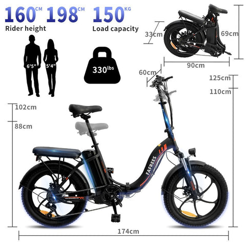 FAFREES F20 Folding Electric Bike 36V 250W 15AH Battery Max Speed 25km/h - Black