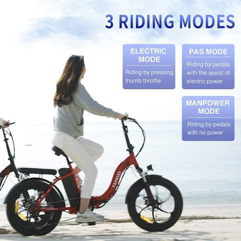 FAFREES F20 Folding Electric Bike 36V 250W 15AH Battery Max Speed 25km/h - Red