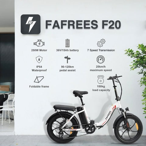 FAFREES F20 Folding Electric Bike 36V 250W 15AH Battery Max Speed 25km/h-white