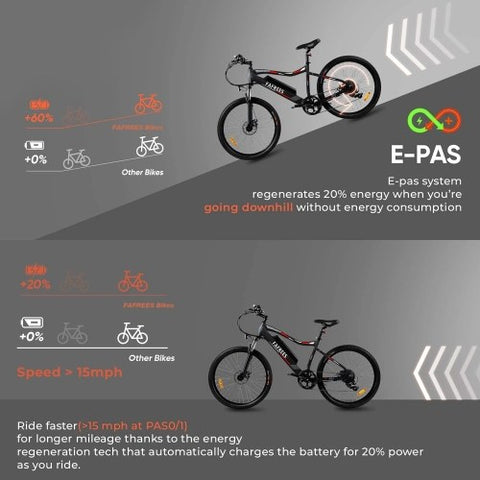 FAFREES F100 Electric Bike 48V 250W 11.6AH Battery Max Speed 34km/h Black